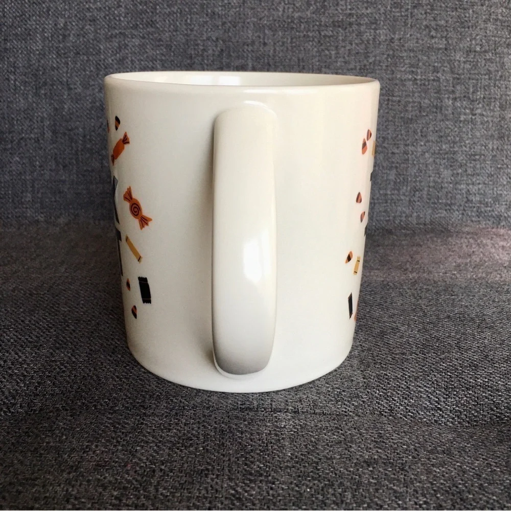 “TRICK OR TREAT” Coffee Mug, Ivory, Cream, Black, Fall Colors, 16 oz